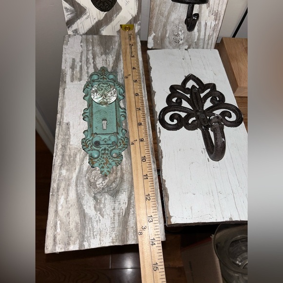 Rustic Wall Decor Hand painted with Hooks For Hanging - Picture 2 of 6
